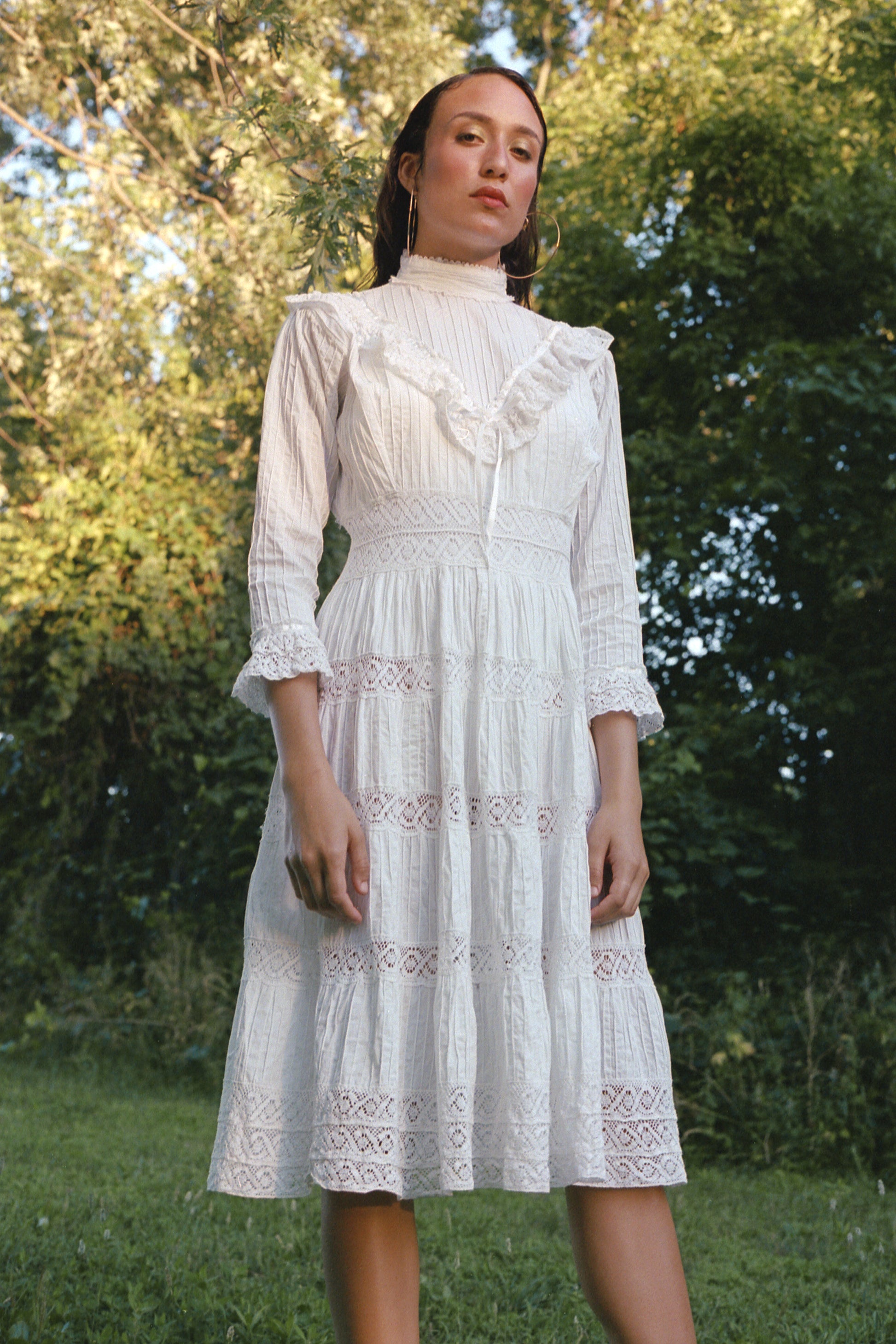 1960s Victorian Style White Dress ...